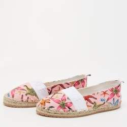Versace Pink Brocade Fabric Espadrille Flats Size 38