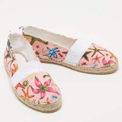 Versace Pink Brocade Fabric Espadrille Flats Size 38