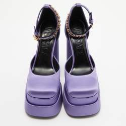 Versace Purple Satin Medusa Aevitas Double Platform Pumps Size 38