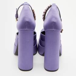 Versace Purple Satin Medusa Aevitas Double Platform Pumps Size 38