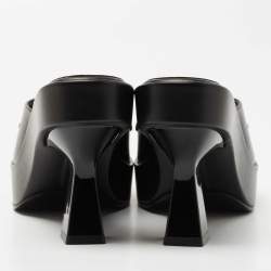 مملوكة مسبقًا Versace Black Leather Medusa Biggie Platform Slides Sandals Size 38