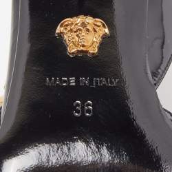 Pre Owned Versace Black Patent Leather Safety Pin Medusa Slingback Pumps Size 36