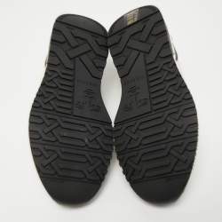 مملوكة مسبقًا Versace White/Black Zebra Print Leather and Fabric Achilles Sneakers Size 37.5