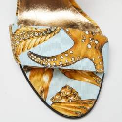 Versace Multicolor Flower Print Canvas Slide Sandals Size 39