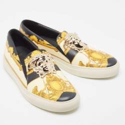 Versace Multicolor Leather Medusa  Slip On Sneakers Size 40