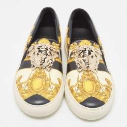 Versace Multicolor Leather Medusa  Slip On Sneakers Size 40