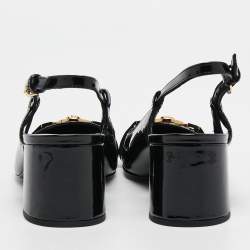 Versace Black Patent Leather Slingback Pumps Size 38