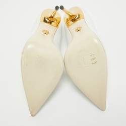 Versace White Leather Medusa Pointed Toe Pumps Size 40.5