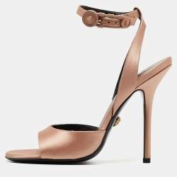 Versace Beige Satin Open Toe Ankle Strap Sandals Size 36
