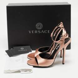 Versace Beige Satin Open Toe Ankle Strap Sandals Size 36