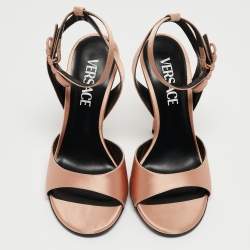 Versace Beige Satin Open Toe Ankle Strap Sandals Size 36