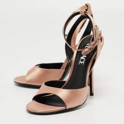 Versace Beige Satin Open Toe Ankle Strap Sandals Size 36