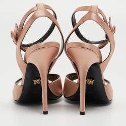 Versace Beige Satin Open Toe Ankle Strap Sandals Size 36