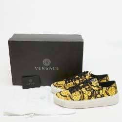 Versace Yellow/Black Canvas Baroccoo Lace Up Sneakers Size 40