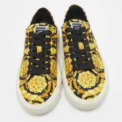 Versace Yellow/Black Canvas Baroccoo Lace Up Sneakers Size 40