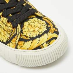 Versace Yellow/Black Canvas Baroccoo Lace Up Sneakers Size 40