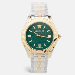 Versace Green Two-Tone Stainless Steel Greca VE6C00423 Women's Wristwatch 35 mm