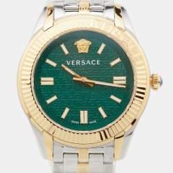 Versace Green Two-Tone Stainless Steel Greca VE6C00423 Women's Wristwatch 35 mm