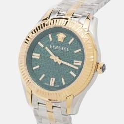 Versace Green Two-Tone Stainless Steel Greca VE6C00423 Women's Wristwatch 35 mm