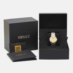 Versace Champagne Two Tone Stainless Steel Reve VE8B Women's Wristwatch 35 mm 