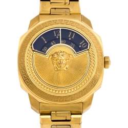 Versace Black Gold Plated Stainless Steel Dylos Icon VQU05 0015 Women's Wristwatch 38 mm