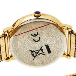 Pre Owned ساعة يد نسائية فيرساتشي V-Circle VE8102119 ستانلس ستيل ذهبي اللون ميدوسا سوداء 38 نن