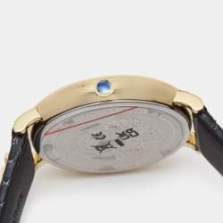 Versace Black Gold Plated Stainless Steel Leather V Circle VE8101022 Men's Wristwatch 38 mm