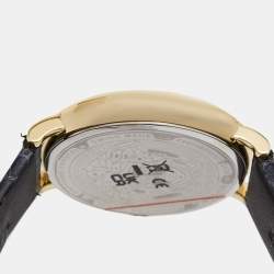 Versace Black Gold Plated Stainless Steel Leather V Circle VE8101022 Men's Wristwatch 38 mm