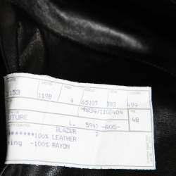 Pre Owned Versace Signature Black Leather Single Breasted Blazer L