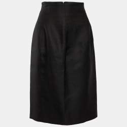 Pre Owned Versace Black Wool & Silk Pencil Skirt L