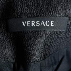 Pre Owned Versace Black Wool & Silk Pencil Skirt L