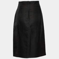 Pre Owned Versace Black Wool & Silk Pencil Skirt L