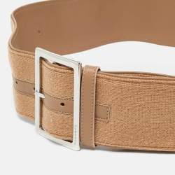 Versace Beige Fabric and Leather Wide Buckle 110CM
