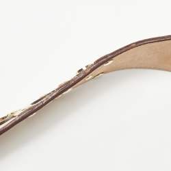 Versace Beige Leather Studded Oval Buckle Belt 90CM