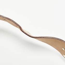 Versace Beige Leather Studded Oval Buckle Belt 90CM