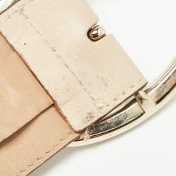 Versace Beige Leather Studded Oval Buckle Belt 90CM
