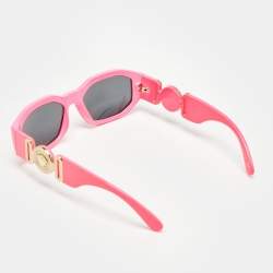 Pre Owned Versace Pink/Black MOD 4361 Medusa Biggie Rectangular Sunglasses
