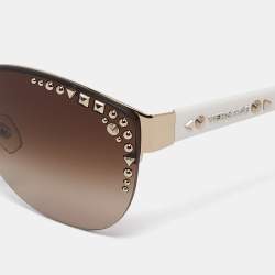 Pre Owned Versace Brown/White Gradient MOD.2152 Studded Cat Eye Sunglasses