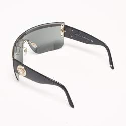 Pre Owned Versace Black/Gold Medusa Mask Shield Sunglasses