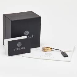 مملوكة مسبقًا Versace Medusa Crystal Gold Tone Ring Size 60