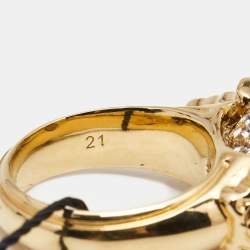 مملوكة مسبقًا Versace Medusa Crystal Gold Tone Ring Size 60