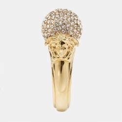 مملوكة مسبقًا Versace Medusa Crystal Gold Tone Ring Size 60