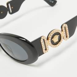 مملوكة مسبقًا Versace Black MOD 4426BU Medusa Crystals Oval Sunglasses