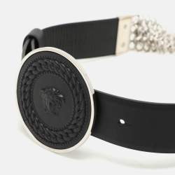 Versace Black Leather Chain Belt 80CM