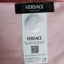 Pre Owned Versace Pink Floral Print Silk Square Scarf