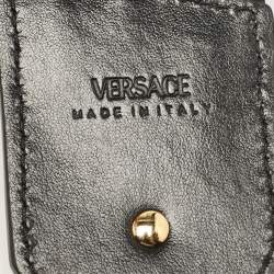 Versace Black Canvas and Leather La Greca Signature Shoulder Bag Strap