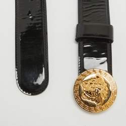 Versace Black Patent Leather Medusa Head Buckle Belt 85CM