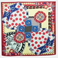 Pre Owned Versace Multicolor Printed Silk Scarf 