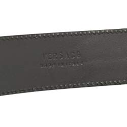 Pre Owned Versace Brown Leather Medusa Oval Belt 90CM