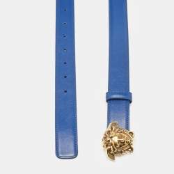 Versace Blue Leather Medusa Head Buckle Belt